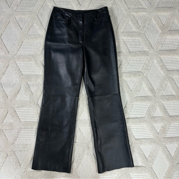 Classiques Entier Pants 8 Black  Soft  Leather Straight Fit Trouser - Picture 1 of 14